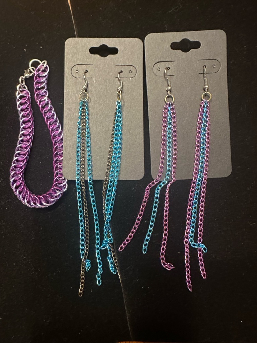 Chainmail Bracelet & Earrings Set - Shimmering iridescent